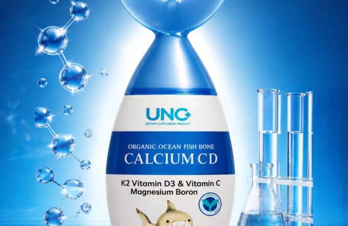 UNC Calcium C D3 ผลิตภัณฑ์เสริมอาหารแคลเซียมจากกระดูกปลาทะเล ผสมวิตามินซี วิตามินดี 3 วิตามินเค 2 แมกนีเซียม และโบรอน บรรจุ 60 แคปซูล