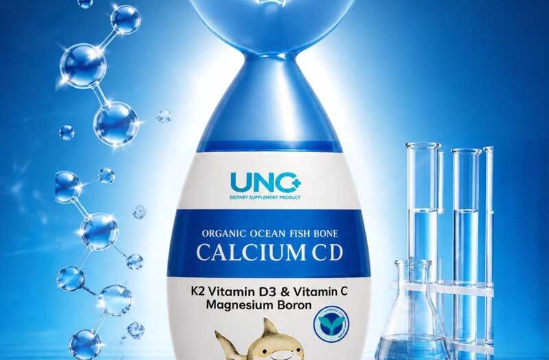 UNC Calcium C D3 ผลิตภัณฑ์เสริมอาหารแคลเซียมจากกระดูกปลาทะเล ผสมวิตามินซี วิตามินดี 3 วิตามินเค 2 แมกนีเซียม และโบรอน บรรจุ 60 แคปซูล